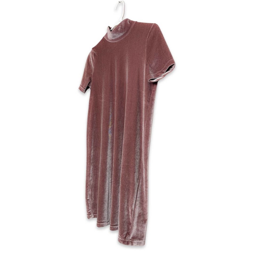 3 FOR $35! 📦 MADEWELL Velvet Mockneck Mini Shift Dress In Frosty Mauve XS - Picture 5 of 7